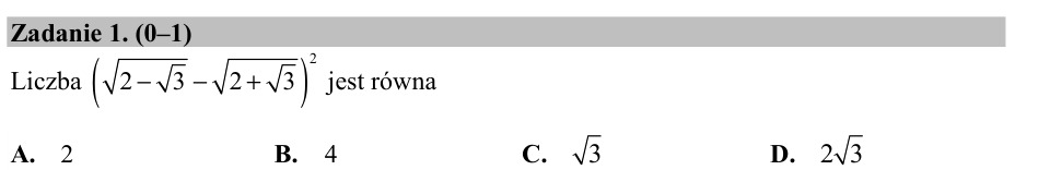 Zadanie 1: Kwadrat różnicy pierwiastków - matura matematyka 2017