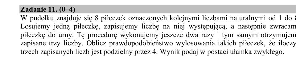 Zadanie 11: Iloczyn podzielny przez cztery - matura matematyka 2017