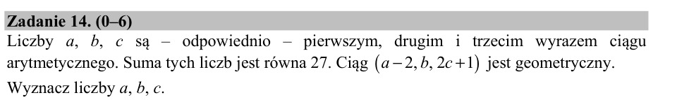 Zadanie 14: Ciąg arytmetyczny i geometryczny - matura matematyka 2017