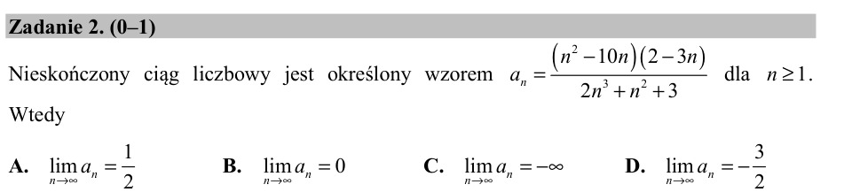 Zadanie 2: Granica ciągu liczbowego - matura matematyka 2017