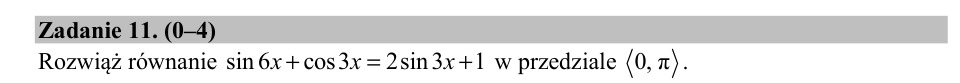 Zadanie 11: Równanie trygonometryczne - matura matematyka 2018