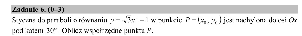 Zadanie 6: Styczna do paraboli - matura matematyka 2018