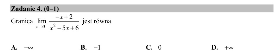 Zadanie 4: Granica lewostronna funkcji - matura matematyka 2018