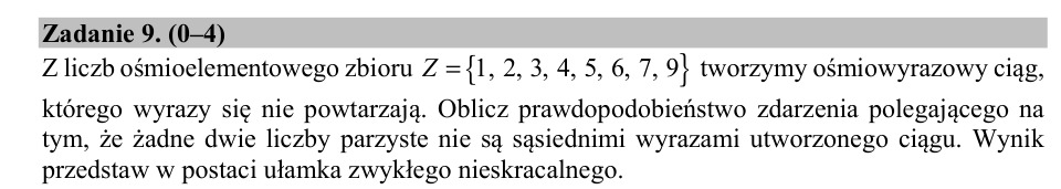 Zadanie 9: Prawdopodobieństwo liczb parzystych - matura matematyka 2018