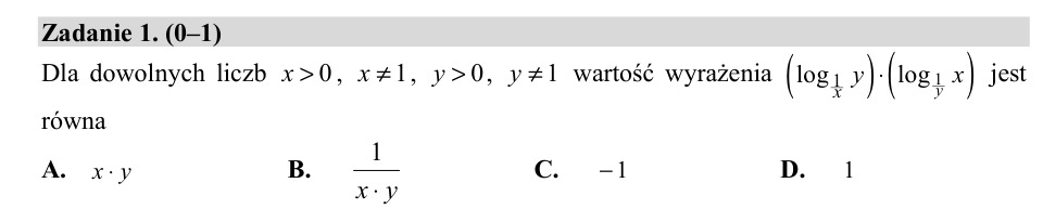 Zadanie 1: Iloczyn logarytmów - matura matematyka 2019