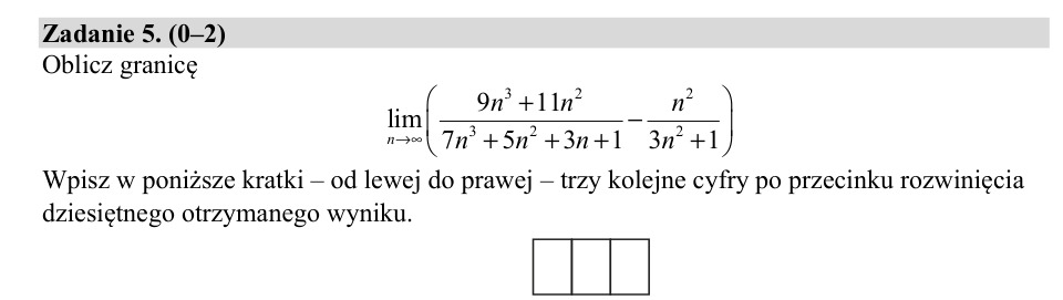 Zadanie 5: Granica ciągu - matura matematyka 2019