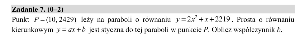 Zadanie 7: Styczna do paraboli - matura matematyka 2019