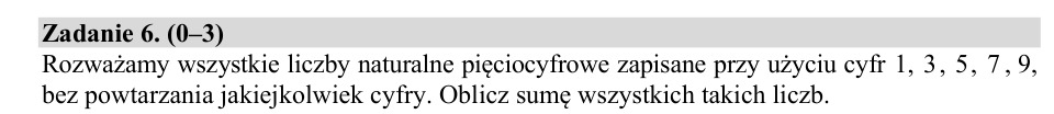 Zadanie 6: Suma liczb pięciocyfrowych - matura matematyka 2019