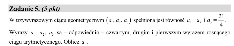 Zadanie 5: Pierwszy wyraz ciągu - matura matematyka 2020