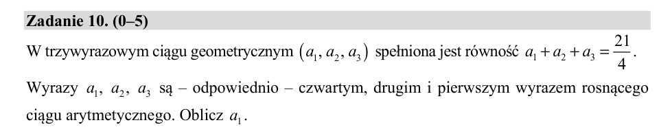 Zadanie 10: Pierwszy wyraz ciągu - matura matematyka 2020