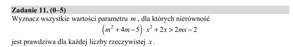 Zadanie 11: Parametr nierówności dla każdego x - matura matematyka 2020