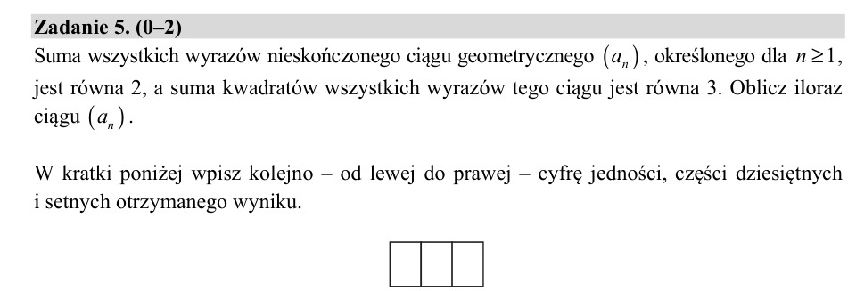 Zadanie 5: Iloraz ciągu geometrycznego - matura matematyka 2020