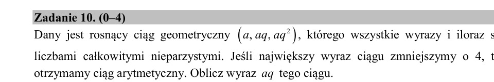 Zadanie 10: Wyraz ciągu geometrycznego - matura matematyka 2020