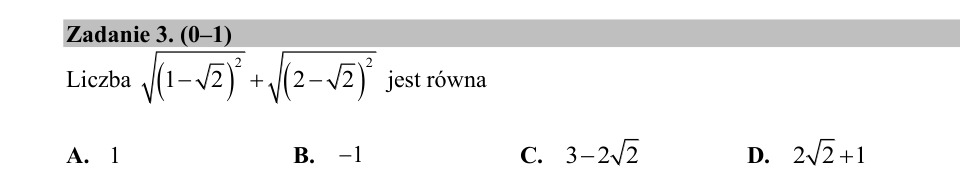 Zadanie 3: Suma pierwiastków kwadratów - matura matematyka 2020
