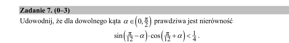 Zadanie 7: Nierówność trygonometryczna - matura matematyka 2020