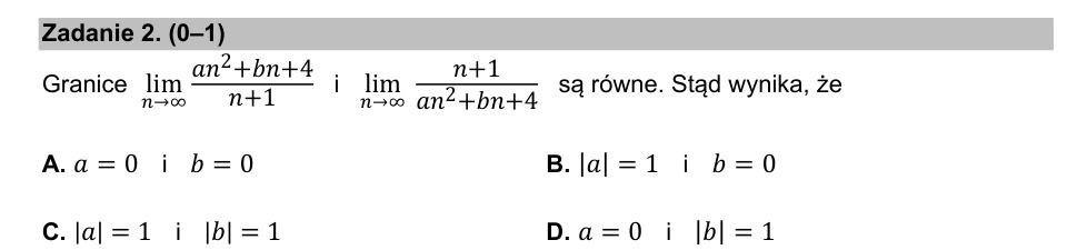 Zadanie 2: Równe granice ilorazów - matura matematyka 2021