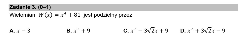 Zadanie 3: Dzielnik wielomianu - matura matematyka 2021