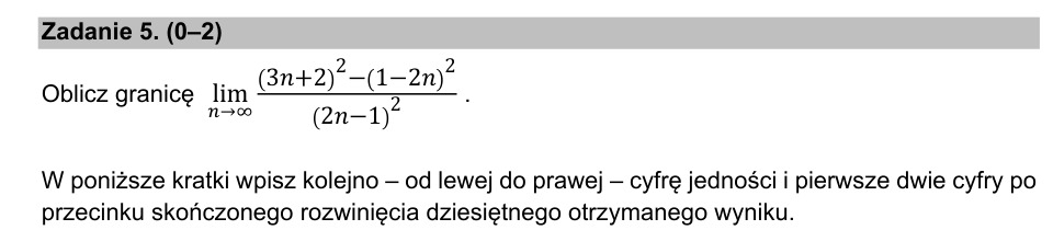 Zadanie 5: Granica ciągu - matura matematyka 2021