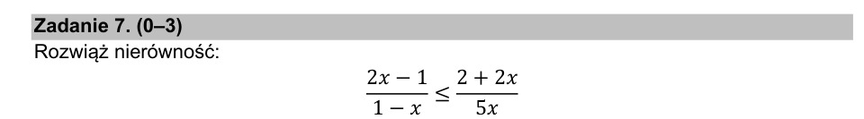 Zadanie 7: Nierówność wymierna - matura matematyka 2021
