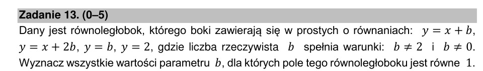 Zadanie 13: Pole równoległoboku z parametrem - matura matematyka 2021