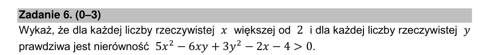 Zadanie 6: Nierówność kwadratowa dwóch zmiennych - matura matematyka 2021