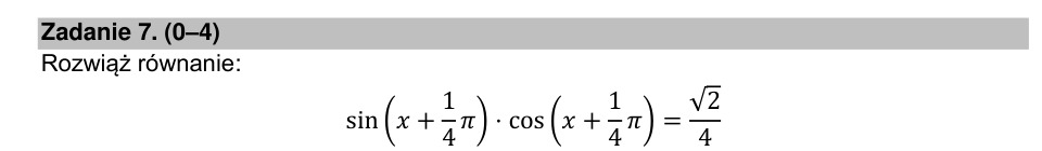 Zadanie 7: Iloczyn sinusa i cosinusa - matura matematyka 2021