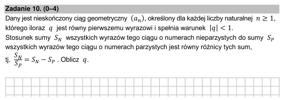 Zadanie 10: Iloraz ciągu geometrycznego - matura matematyka 2022