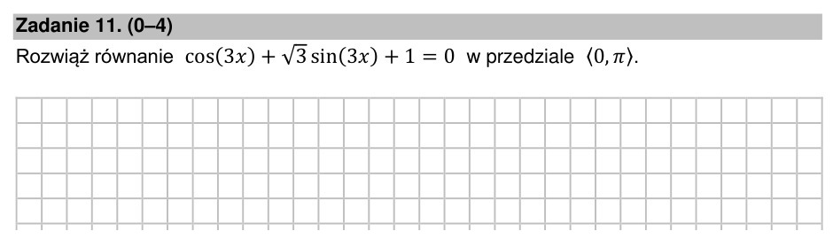 Zadanie 11: Równanie z kątem potrójnym - matura matematyka 2022