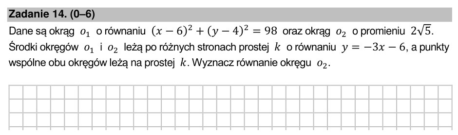 Zadanie 14: Równanie drugiego okręgu - matura matematyka 2022