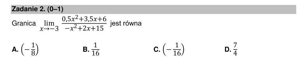 Zadanie 2: Granica funkcji wymiernej - matura matematyka 2022