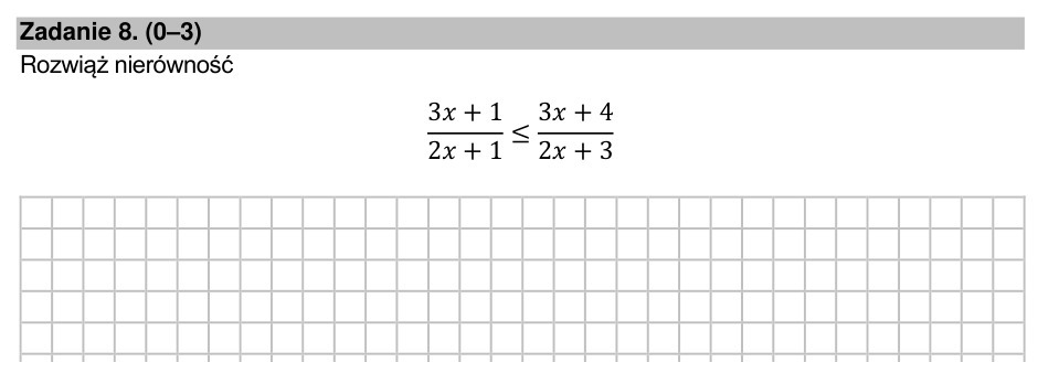 Zadanie 8: Nierówność wymierna - matura matematyka 2022