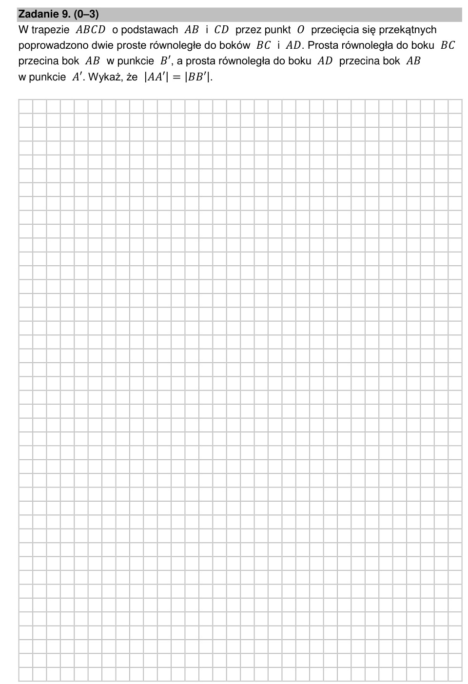 Zadanie 9: Równe odcinki w trapezie - matura matematyka 2022