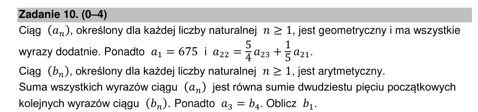 Zadanie 10: Pierwszy wyraz ciągu arytmetycznego - matura matematyka 2022