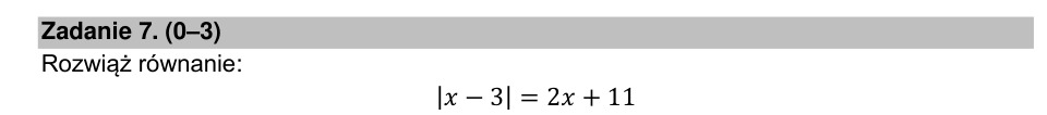 Zadanie 7: Równanie z wartością bezwzględną - matura matematyka 2022