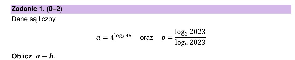 Zadanie 1: Różnica dwóch logarytmów - matura matematyka 2023