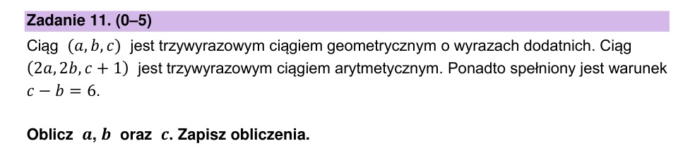 Zadanie 11: Ciąg geometryczny i arytmetyczny - matura matematyka 2023
