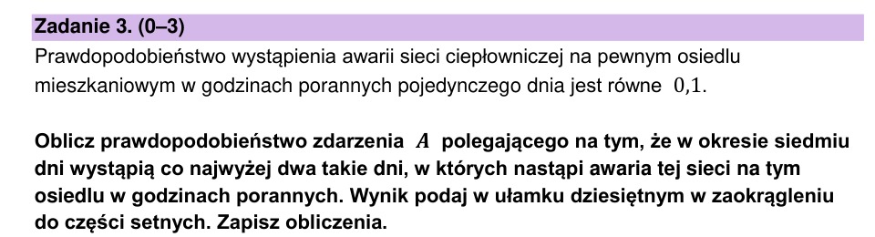 Zadanie 3: Prawdopodobieństwo awarii sieci - matura matematyka 2023