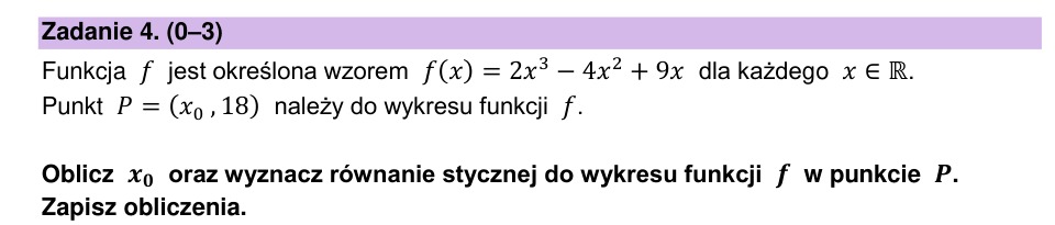 Zadanie 4: Styczna do wykresu funkcji - matura matematyka 2023
