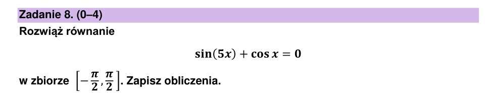 Zadanie 8: Równanie trygonometryczne - matura matematyka 2023