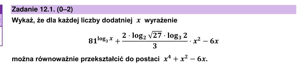 Zadanie 12.1: Postać wyrażenia z logarytmami - matura matematyka 2023
