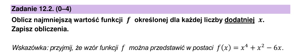 Zadanie 12.2: Najmniejsza wartość funkcji - matura matematyka 2023