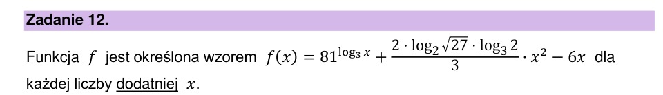 Zadanie 12: Funkcja z logarytmami - matura matematyka 2023