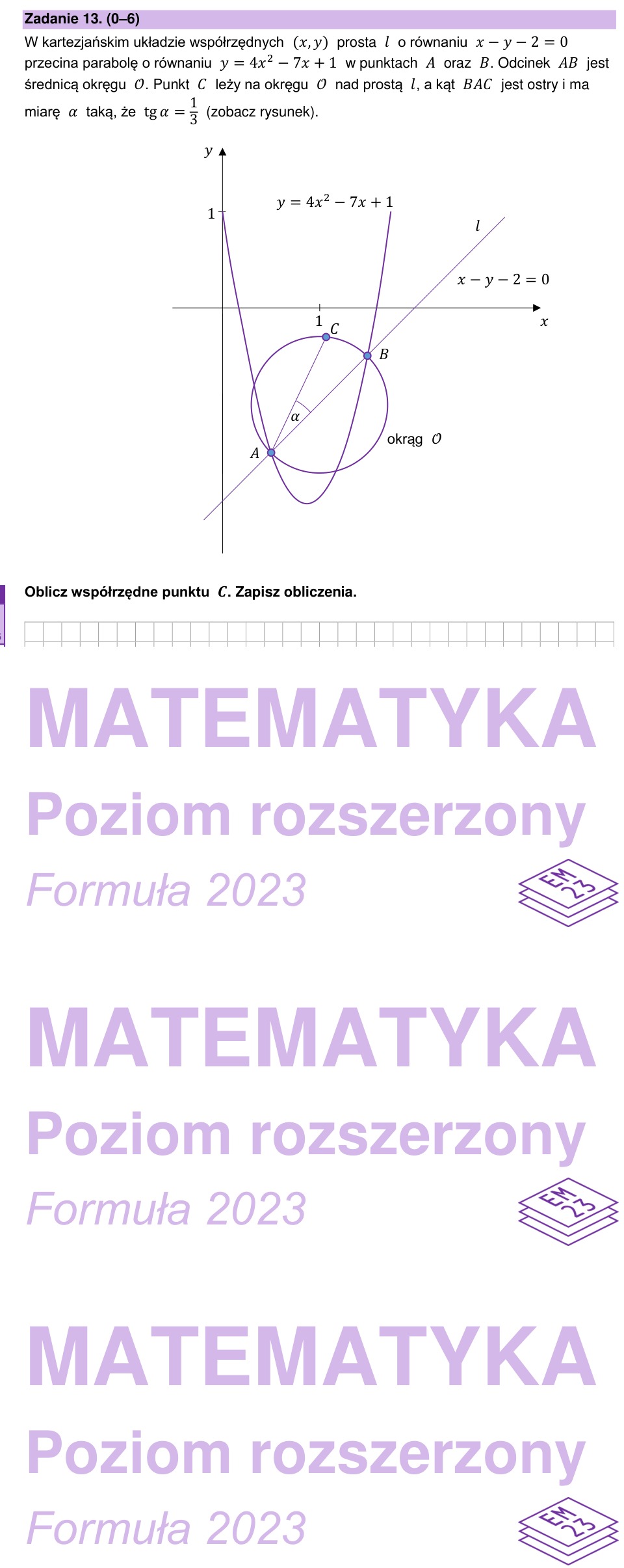 Zadanie 13: Współrzędne punktu na okręgu - matura matematyka 2023