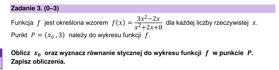 Zadanie 3: Styczna do wykresu funkcji - matura matematyka 2023
