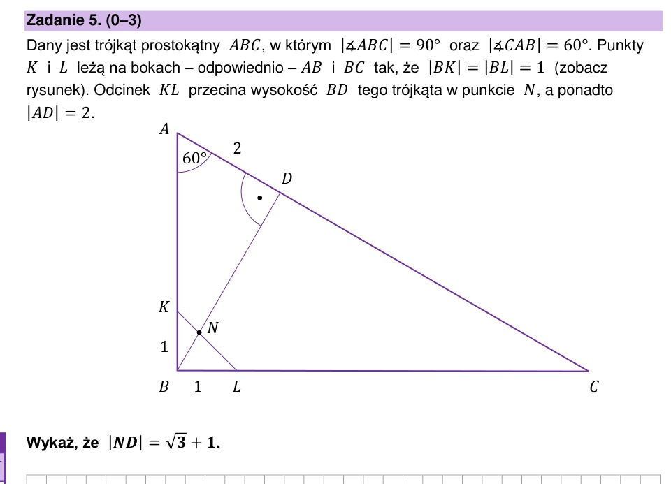 Zadanie 5: Długość odcinka ND - matura matematyka 2023