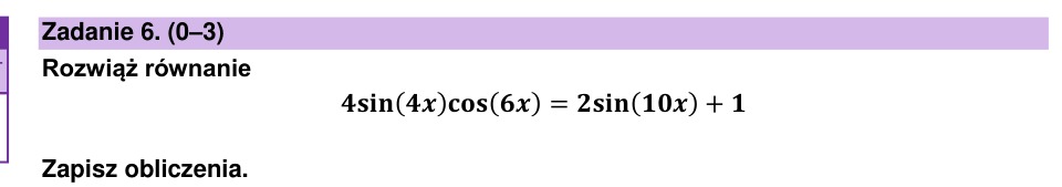 Zadanie 6: Równanie trygonometryczne - matura matematyka 2023
