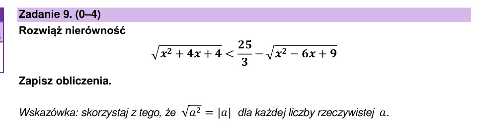 Zadanie 9: Nierówność z pierwiastkami - matura matematyka 2023