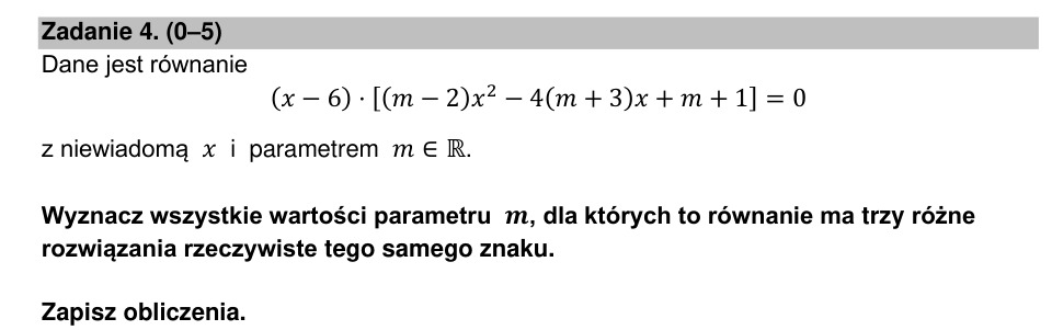 Zadanie 4: Trzy rozwiązania tego samego znaku - matura matematyka 2023
