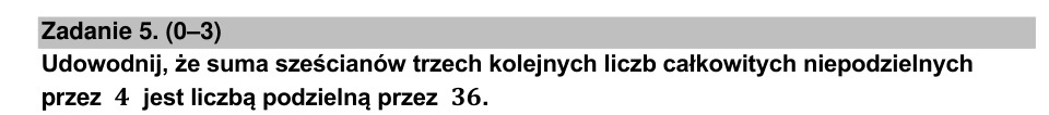 Zadanie 5: Podzielność sumy sześcianów - matura matematyka 2023