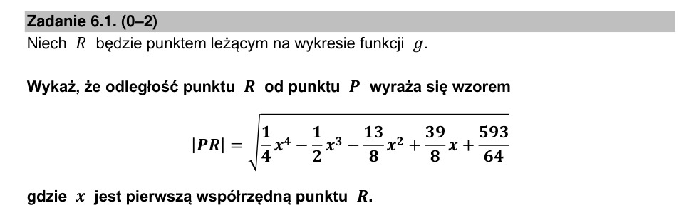 Zadanie 6.1: Odległość punktu R od P - matura matematyka 2023